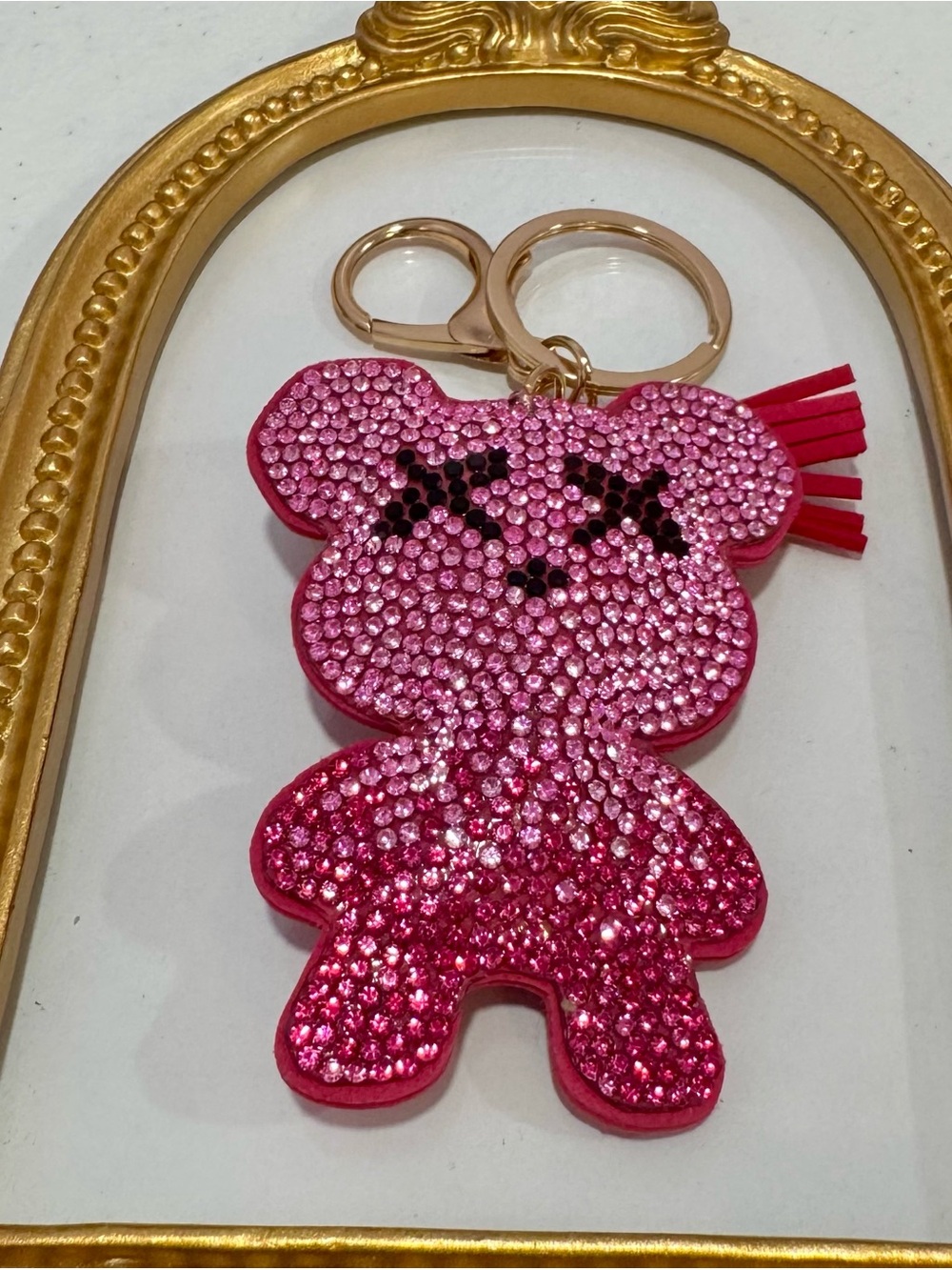 New Sparkling Pink Teddy Keychain Charm